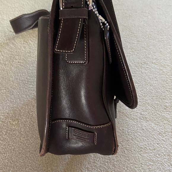 Coach Vintage Dark Brown Leather Messenger Bag #NoK1S-7750 with silver hardware - Picture 8 of 16